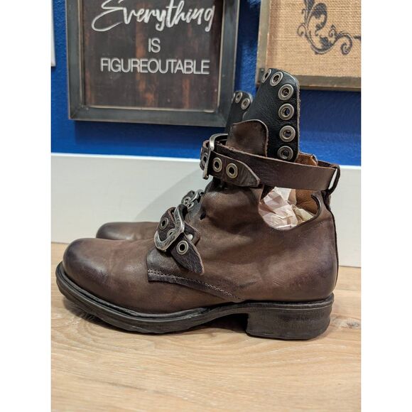 A.S. 98 Women's Industrial Moto Buckle Boots EU 38 US 7.5-8 Steampunk - Picture 4 of 11